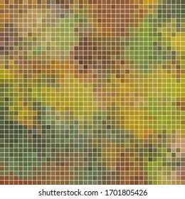 abstract vector square pixel mosaic background - green and yellow