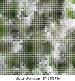 abstract vector square pixel mosaic background - green and gray