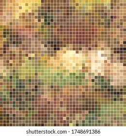 abstract vector square pixel mosaic background - green and brown