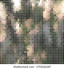 abstract vector square pixel mosaic background - green and gray