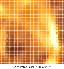 abstract vector square pixel mosaic background - orange and yellow