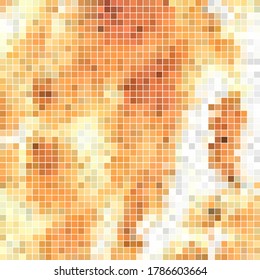 abstract vector square pixel mosaic background - orange and yellow