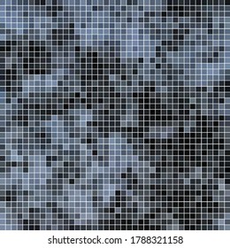 abstract vector square pixel mosaic background - blue and black