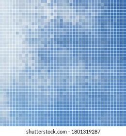 abstract vector square pixel mosaic background - blue