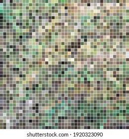 abstract vector square pixel mosaic background - green and brown