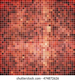 abstract vector square pixel mosaic background - red