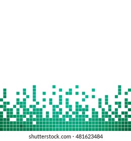 abstract vector square pixel mosaic background - green and teal