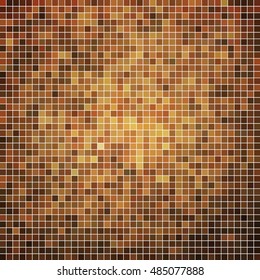 abstract vector square pixel mosaic background - orange and brown