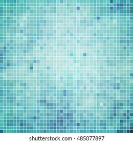 abstract vector square pixel mosaic background - light blue