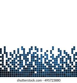 abstract vector square pixel mosaic background - blue