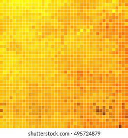 abstract vector square pixel mosaic background - golden yellow