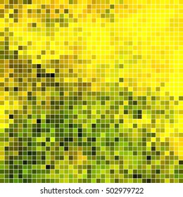 abstract vector square pixel mosaic background - yellow