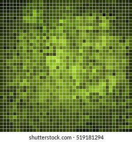 abstract vector square pixel mosaic background - green