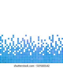 abstract vector square pixel mosaic background - blue