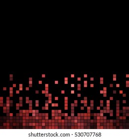 abstract vector square pixel mosaic background - red