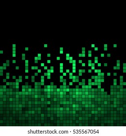abstract vector square pixel mosaic background - green