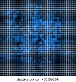 abstract vector square pixel mosaic background - blue