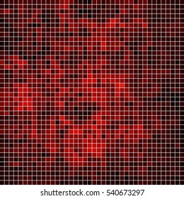 abstract vector square pixel mosaic background - red