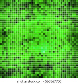 abstract vector square pixel mosaic background - green