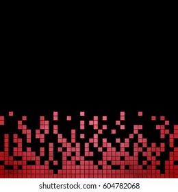 abstract vector square pixel mosaic background - red
