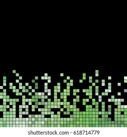 abstract vector square pixel mosaic background - green