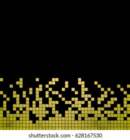 abstract vector square pixel mosaic background - green on black