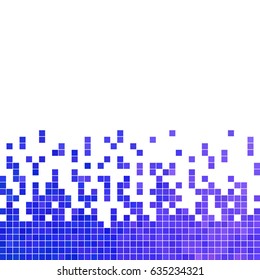 abstract vector square pixel mosaic background - blue and violet