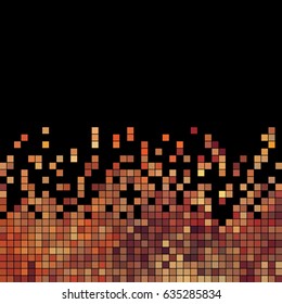 abstract vector square pixel mosaic background - red on black