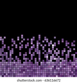 abstract vector square pixel mosaic background - violet on black
