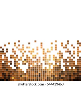 abstract vector square pixel mosaic background - brown
