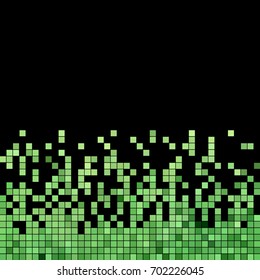 abstract vector square pixel mosaic background - green
