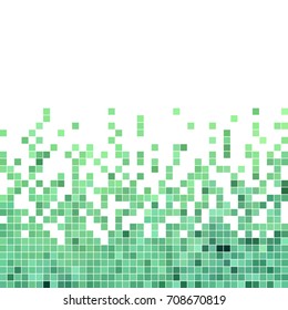 abstract vector square pixel mosaic background - green