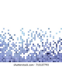 abstract vector square pixel mosaic background - blue