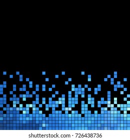 abstract vector square pixel mosaic background - blue