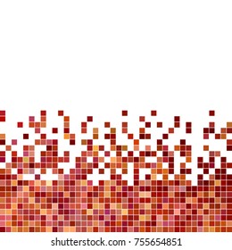 abstract vector square pixel mosaic background - red