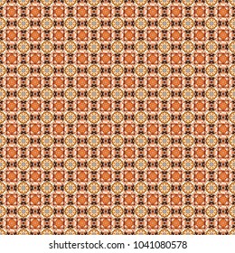 Abstract vector square seamless pattern in orange, beige and brown colors.