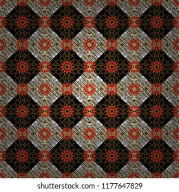 Abstract vector square seamless pattern in gray, black and brown colors.