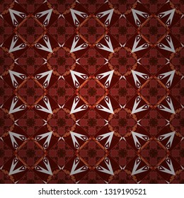 Abstract vector square seamless pattern in white, brown and red colors.