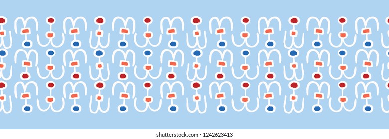 Abstract Vector Squiggle Fishhook Seamless Vector Border.