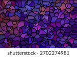 abstract vector stained-glass mosaic background - purple and violet circles