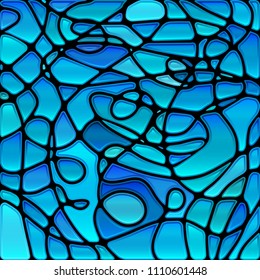 abstract vector stained-glass mosaic background - bright blue