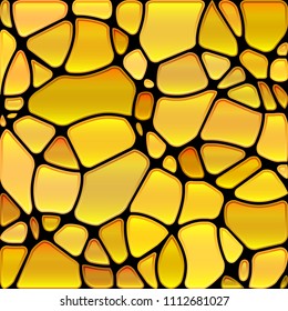 abstract vector stained-glass mosaic background - golden circles