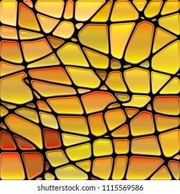 abstract vector stained-glass mosaic background - orange and yellow