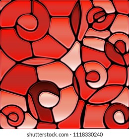 abstract vector stained-glass mosaic background - red spiral