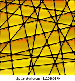 abstract vector stained-glass mosaic background - yellow and brown
