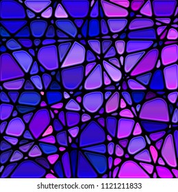 abstract vector stained-glass mosaic background - blue and violet