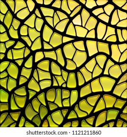 abstract vector stained-glass mosaic background - yellow and brown