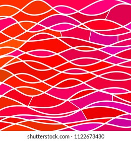 abstract vector stained-glass mosaic background - red and purple waves