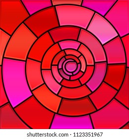 abstract vector stained-glass mosaic background - red spiral