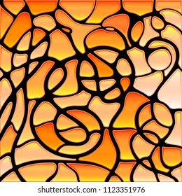 abstract vector stained-glass mosaic background - orange and beige